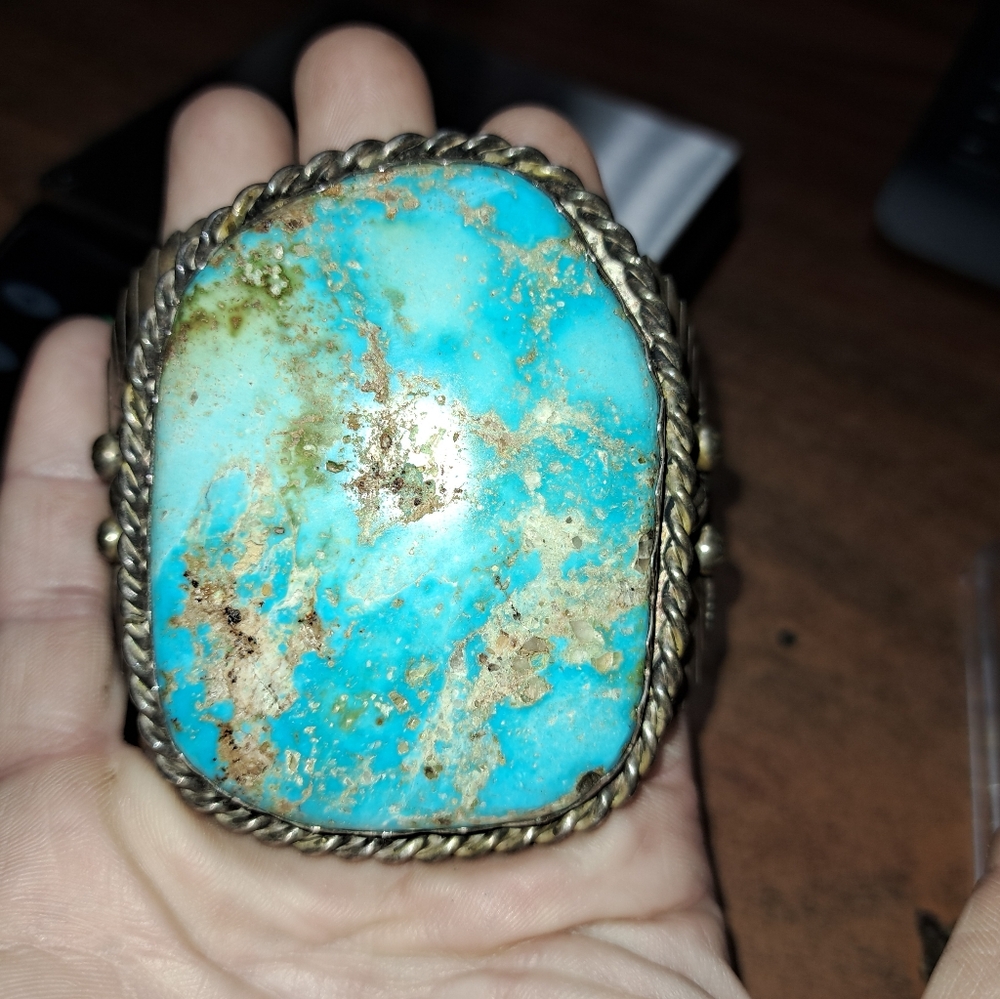 GORGEOUS 166g Women's Vintage Navajo Sterling Turquoise Bracelet Cuff - Picture 10 of 10